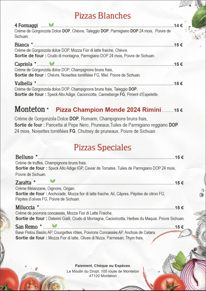 Carte des pizzas La Cucina di Gianfranco - page 2